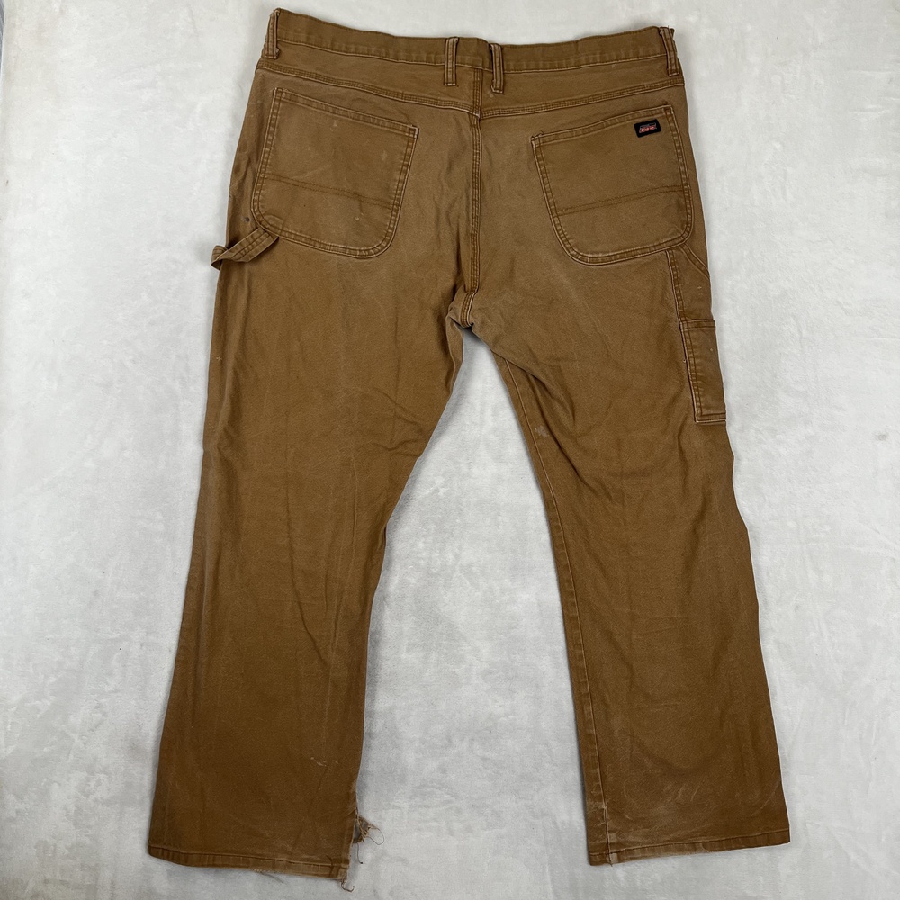 Dickies Carpenter Pants Mens 40x30 Brown Relaxed Fit Canvas Workwear Thrashed